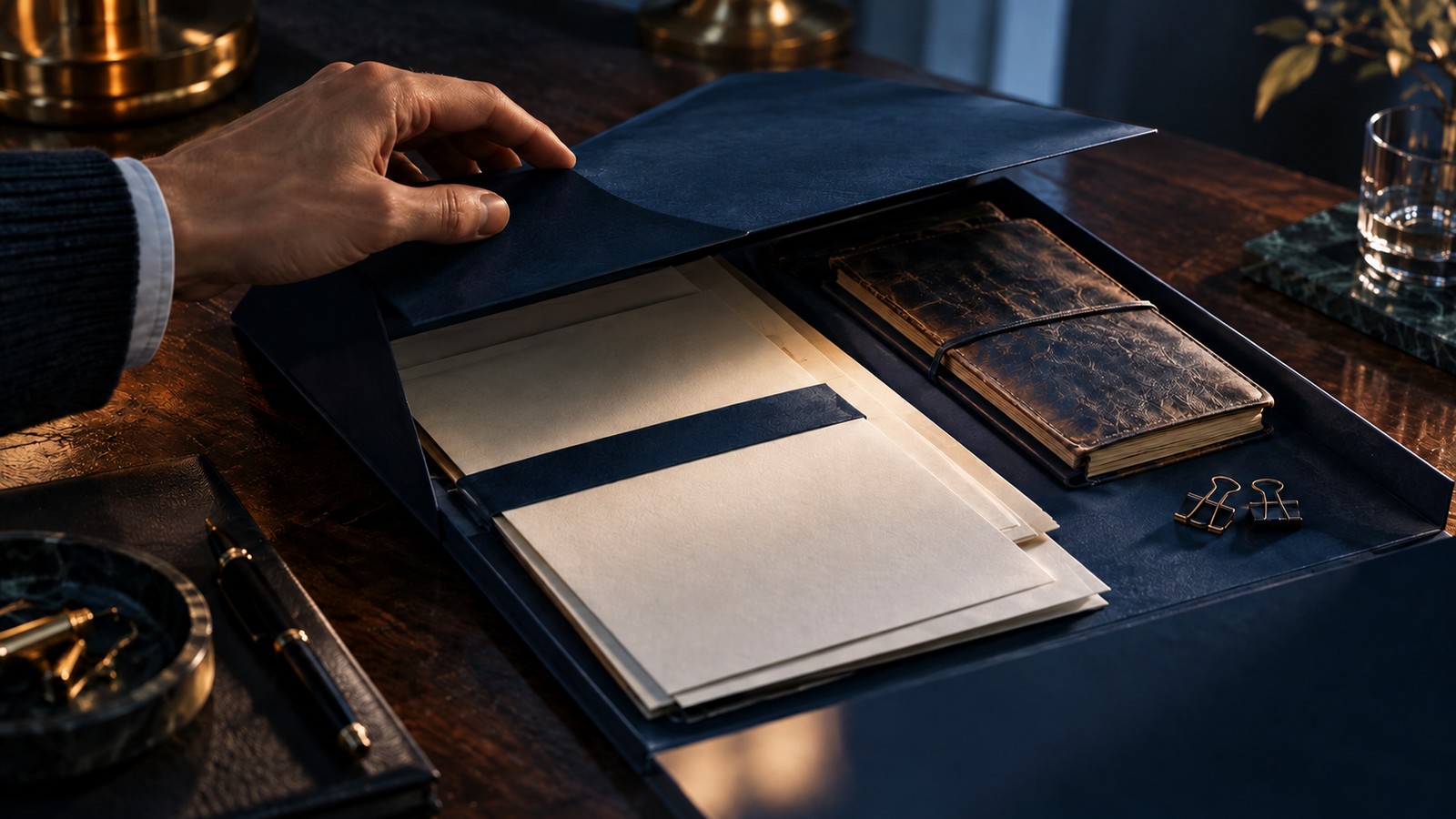 Открытая синяя папка с исходными материалами проекта